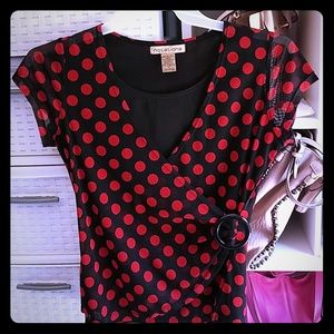 Black and red polka dots Blouse Size Small